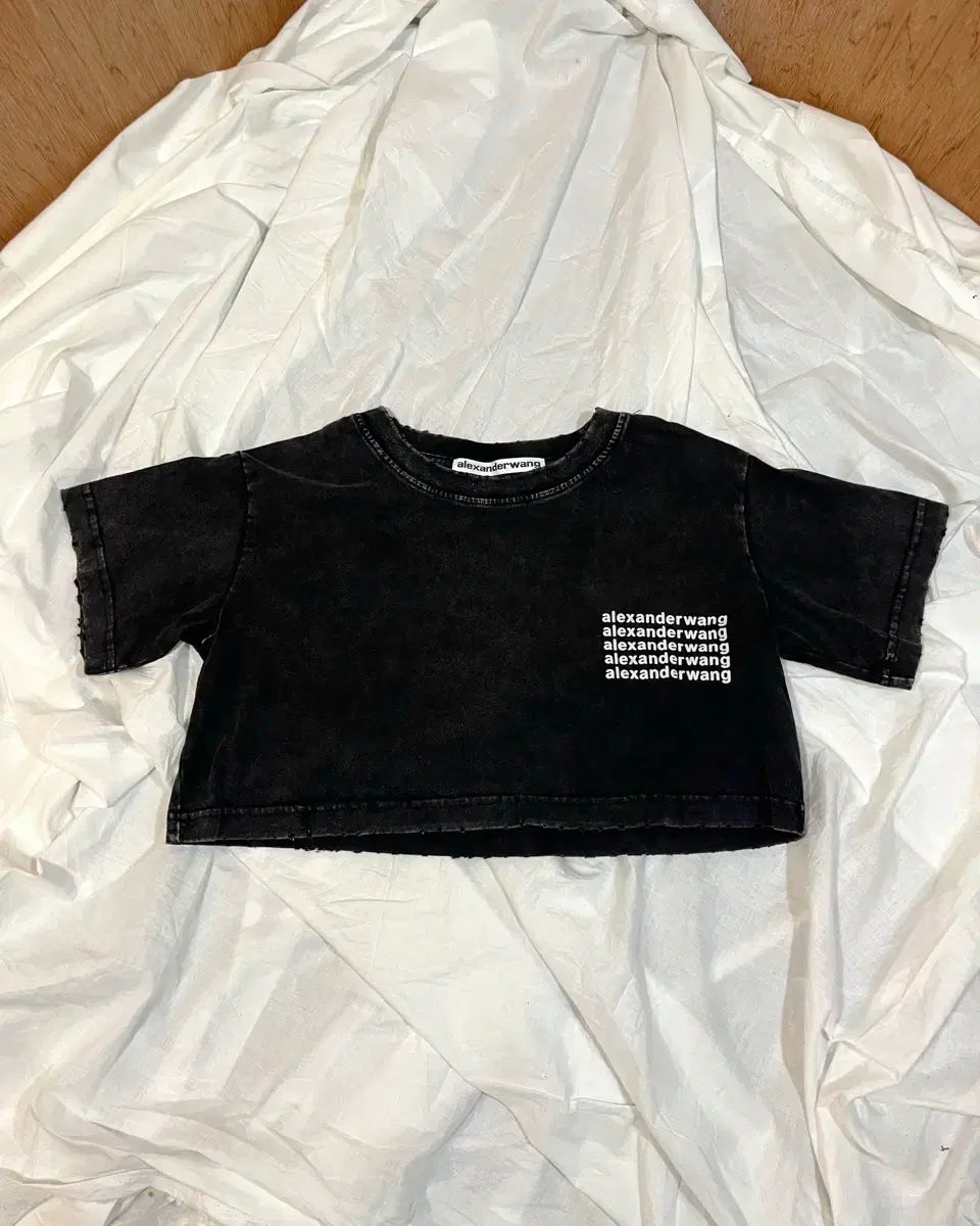 Alexander Wang アレキサンダーワング アシッドウォッシュ ローカルロゴ リピート クロップド Tシャツ