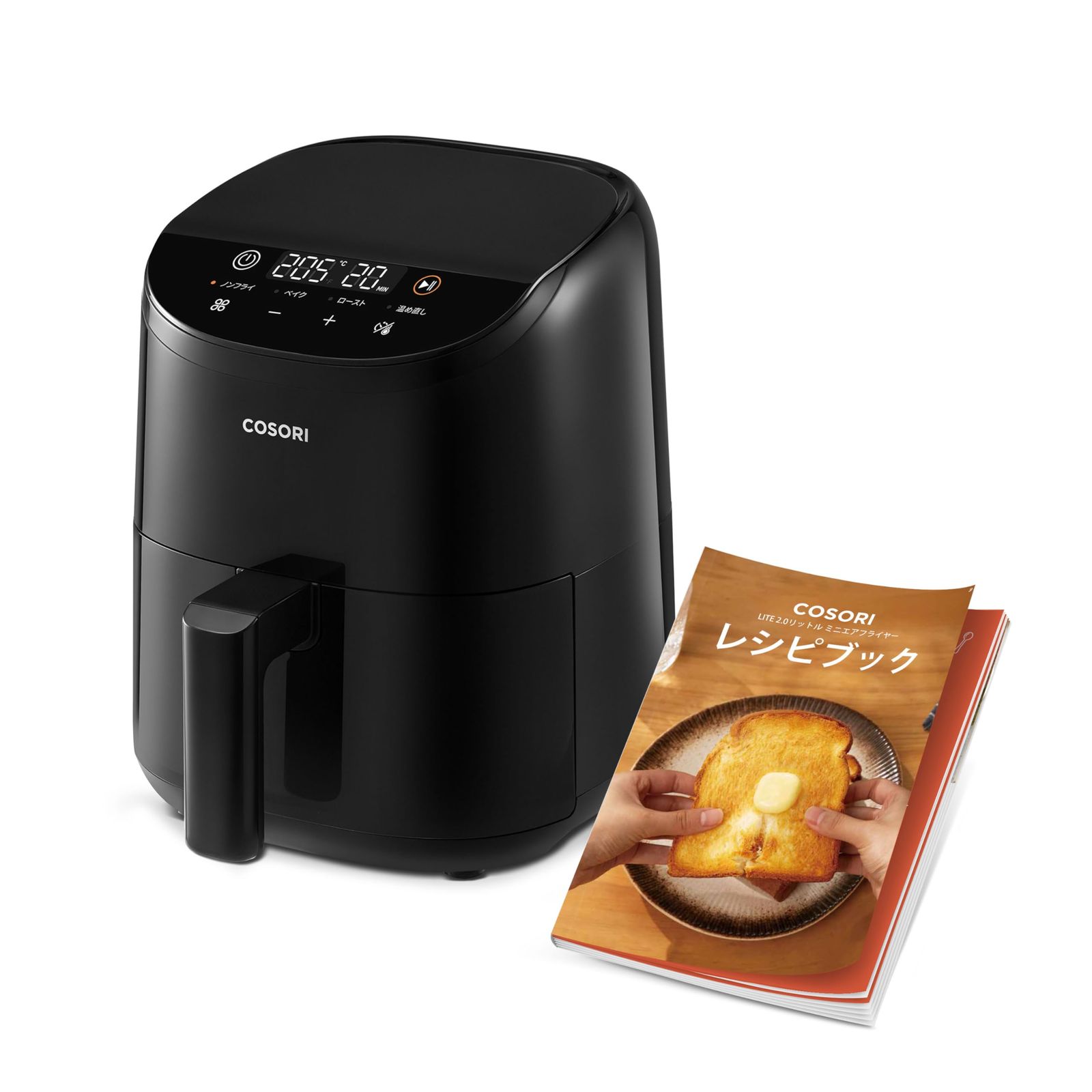 COSORI コソリ ノンフライヤー 2L 一人用 エアフライヤー オイル97％カット 省エネ ミニ 卓上 電気 フライヤー 揚げ物 専用レシピ付き PSE認証済み ブラックCAF-LI211-KJPwb 206d1fd6