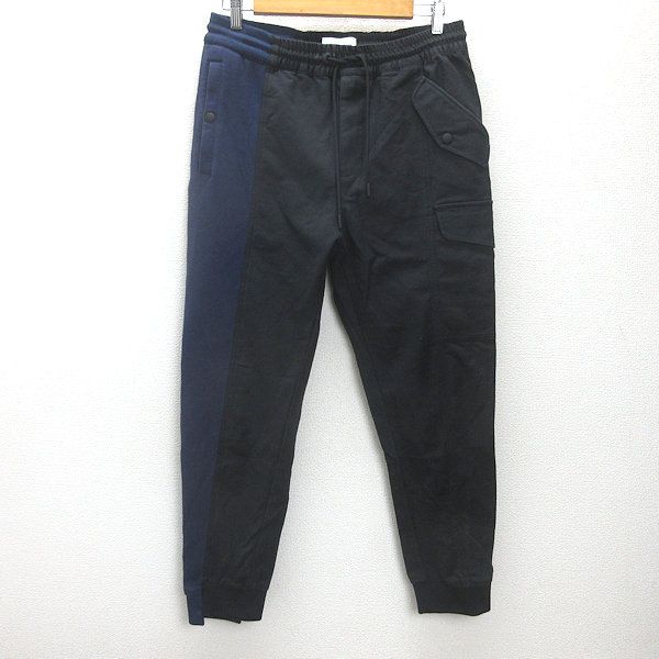 d■カルバンクライン/Calvin Klein Jeans 切替 ジョガーパンツ【L】黒紺/MENS■48【中古】