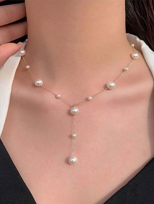 ジュエリー レディース ネックレス 925スターリングシルバーの星模様のフェイクパールネックレス1個 - 重ね付けできる万能な高級品。女の子へのギフトに最適。