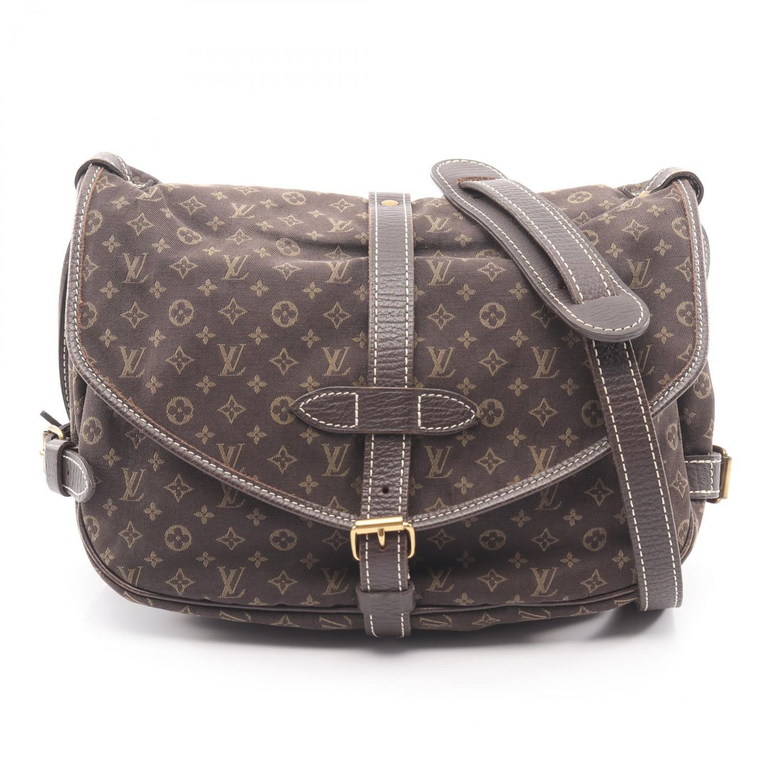 【美品・鑑定済】ルイヴィトン ソミュール ミニラン モノグラム ショルダーバッグ LOUIS VUITTON ルイ・ヴィトン ソミュール モノグラムミニラン エベヌ