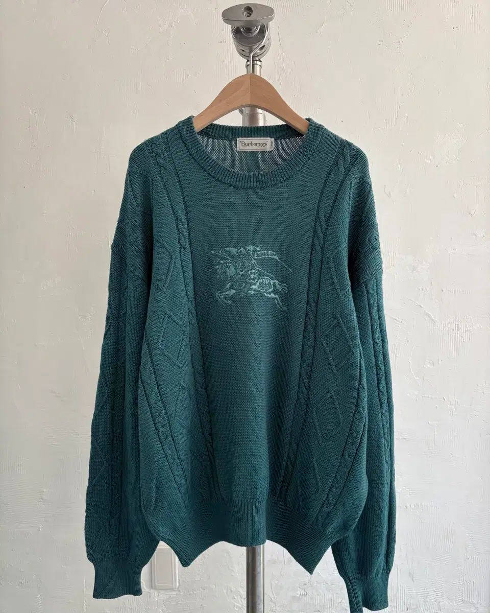 Burberry バーバリー 90s 麻 ロゴ コーラルブルー COLOR ニット