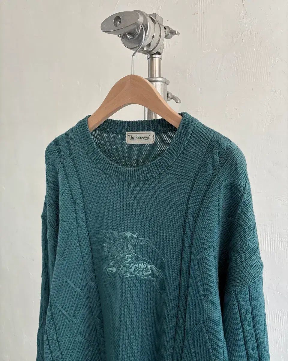 Burberry バーバリー 90s 麻 ロゴ コーラルブルー COLOR ニット