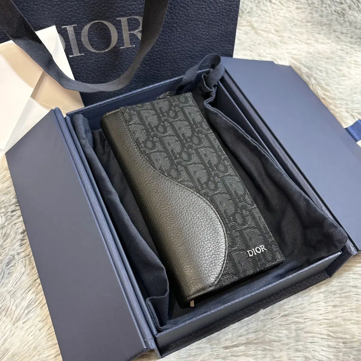 Dior ディオール オブリーク 新 サドル バーティカル ロングウォレット ブラック フルセット
