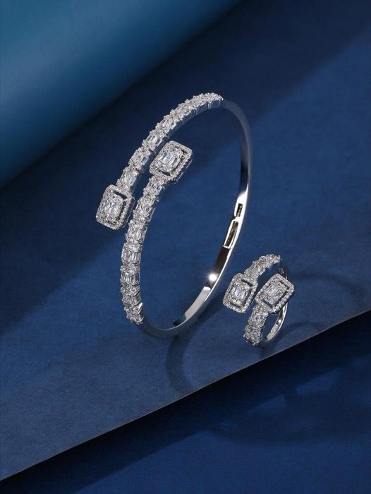 ジュエリー レディース セット ブレスレット&リング 2点セット ジュエリーセット ファッション キュービックジルコニア 輝くデザイン プレゼントやデイリー、ホリデーに最適なアイテム