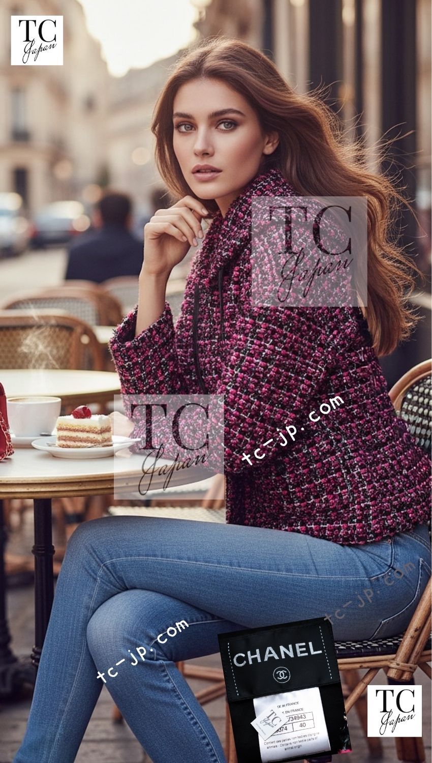 シャネル ジャケット コート CHANEL 79万 ルサージュ ピンク ブラック
