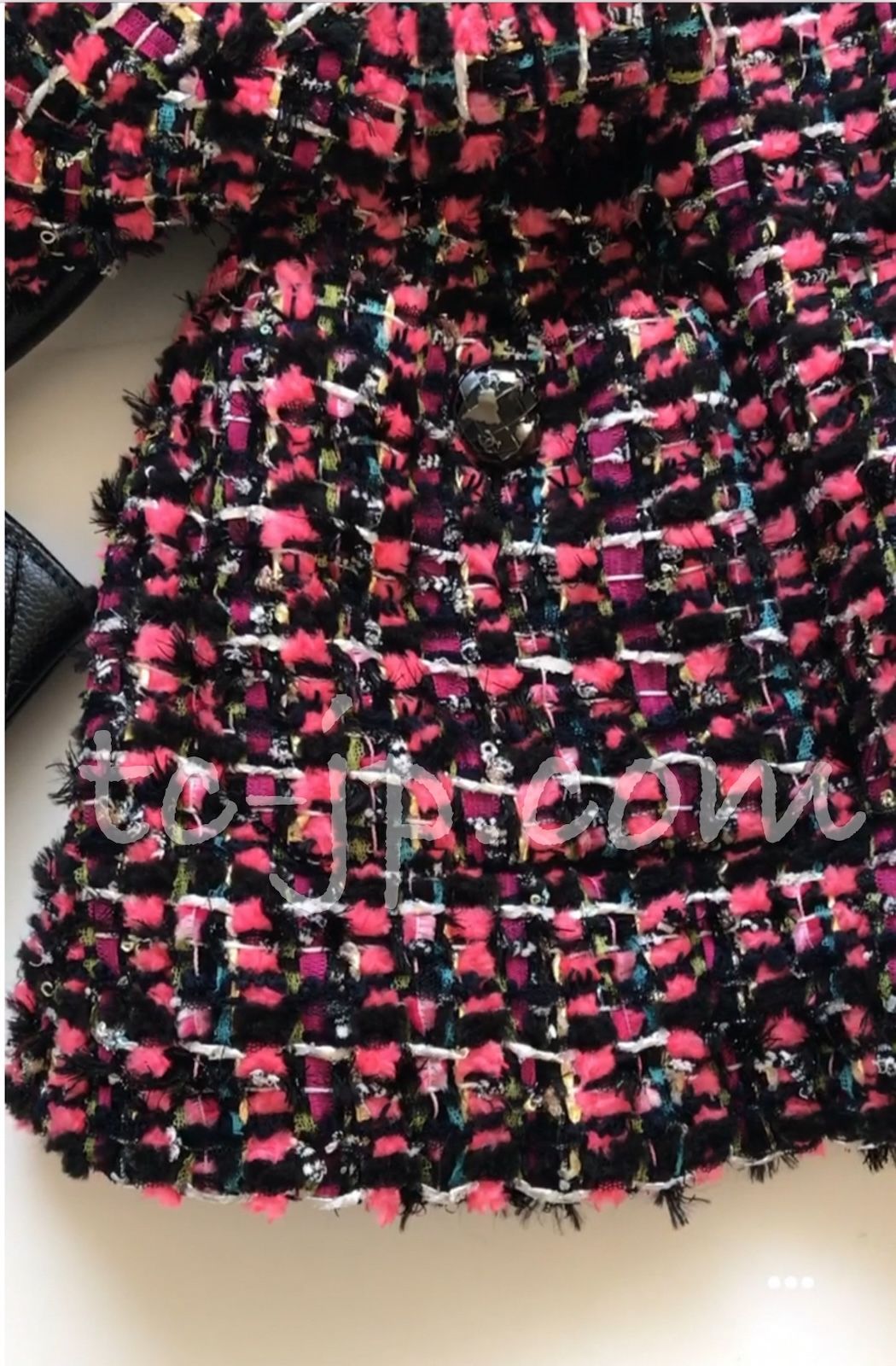 シャネル ジャケット コート CHANEL 79万 ルサージュ ピンク ブラック