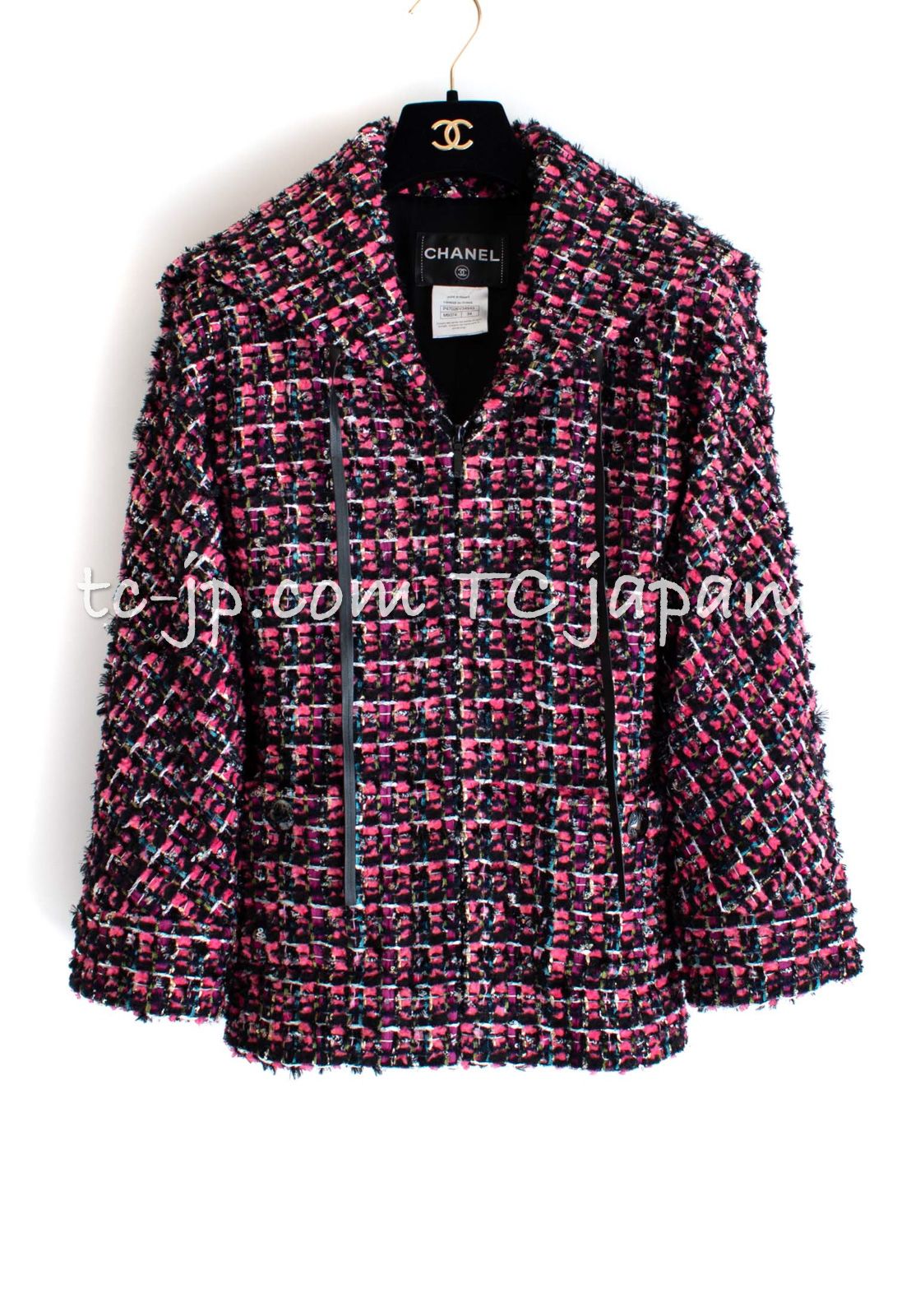 シャネル ジャケット コート CHANEL 79万 ルサージュ ピンク ブラック
