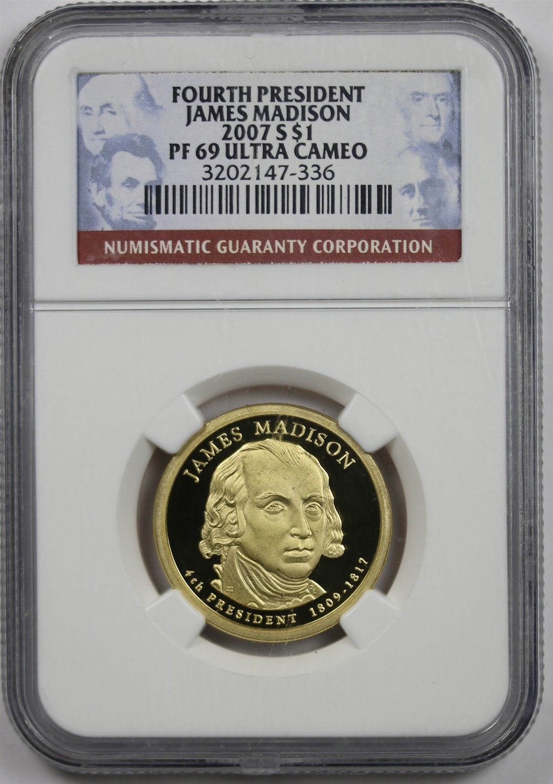 2007-S James Madison $1 NGC PF 69 Ultra Cameo Presidential Dollar 9,590円