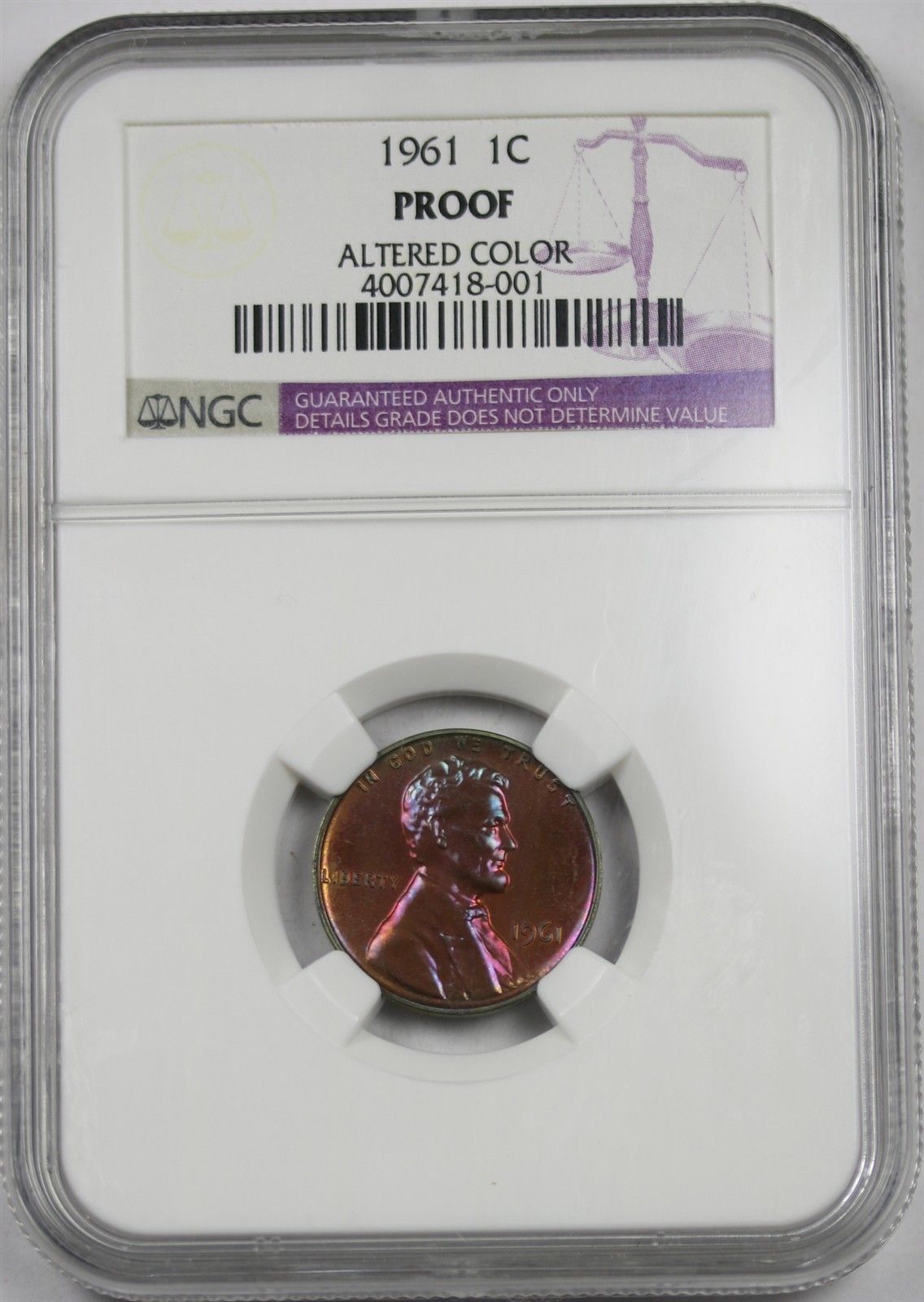 1961 1C NGC Proof (Altered Color) Lincoln Memorial Penny