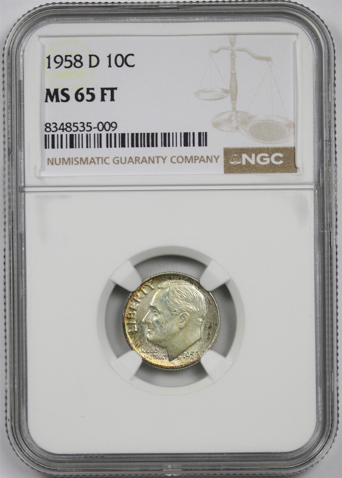 1958-D 10C NGC MS 65 FT (Full Torch) Roosevelt Dime