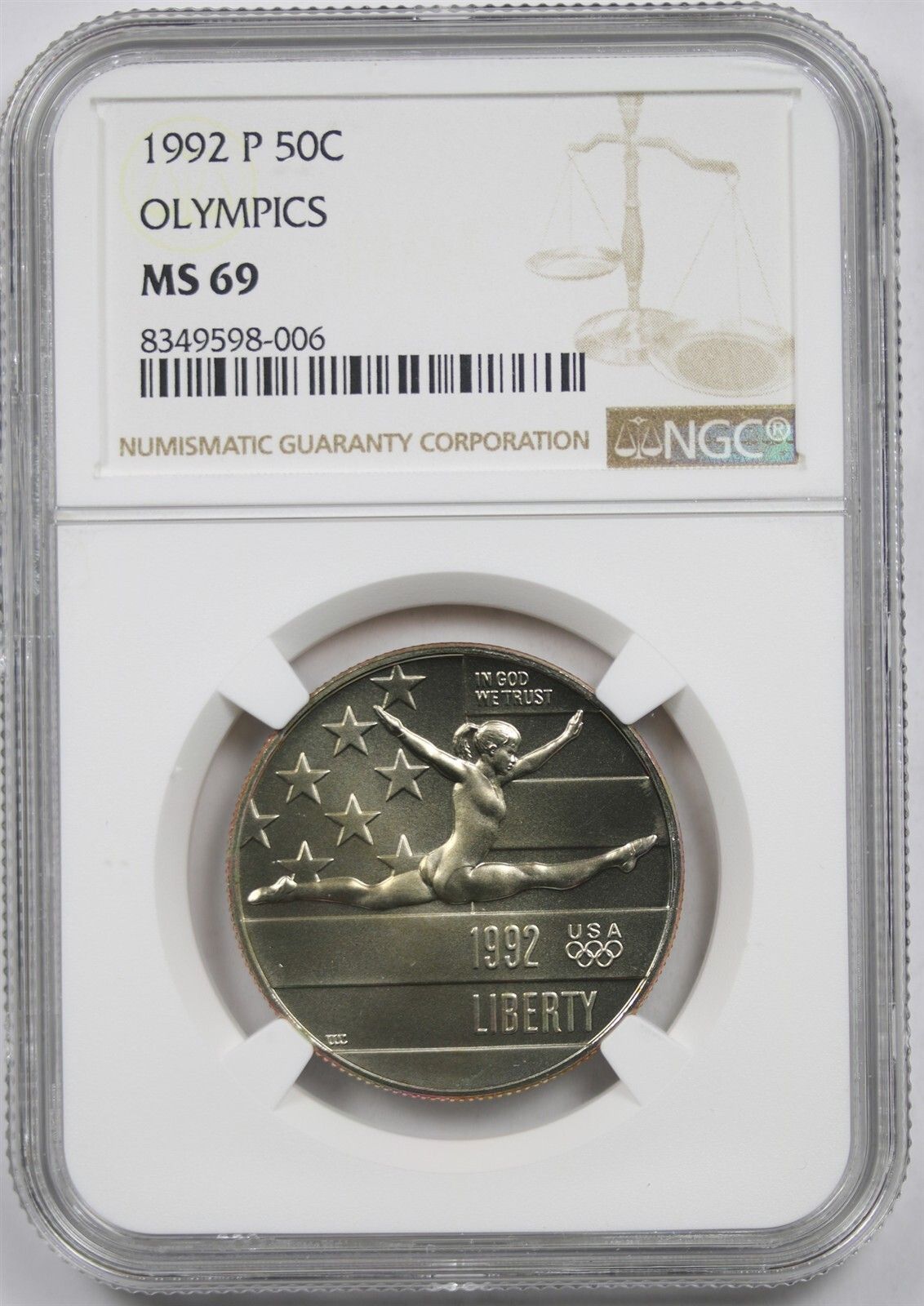 1992-P Olympics Gymnastics 50C NGC MS 69 Commemorative Half Dollar