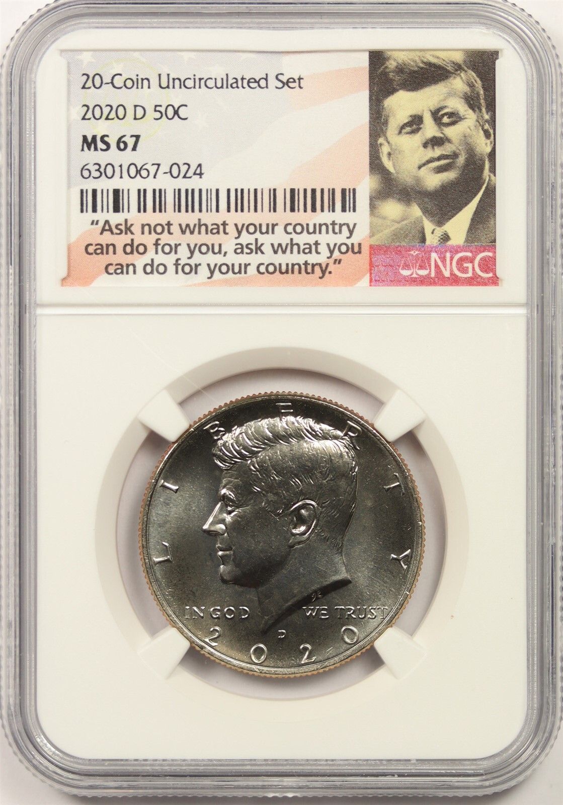 2020-D 50C NGC MS 67 Kennedy Half Dollar