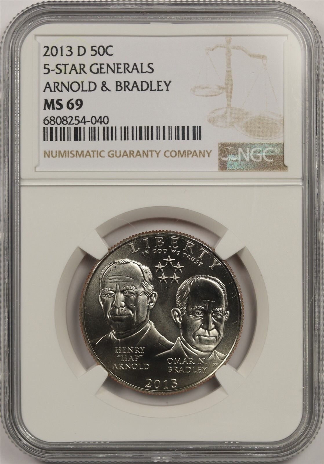 2013-D 5-Star Generals 50C NGC MS 69 Modern Commemorative Half Dollar
