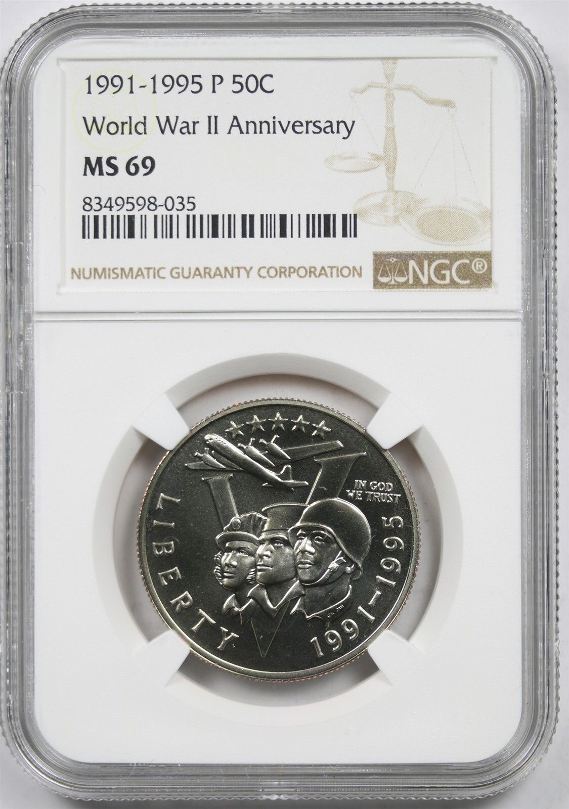 1991-1995-P W.W.II Anniversary 50C NGC MS 69 Modern Commemorative Half Dollar