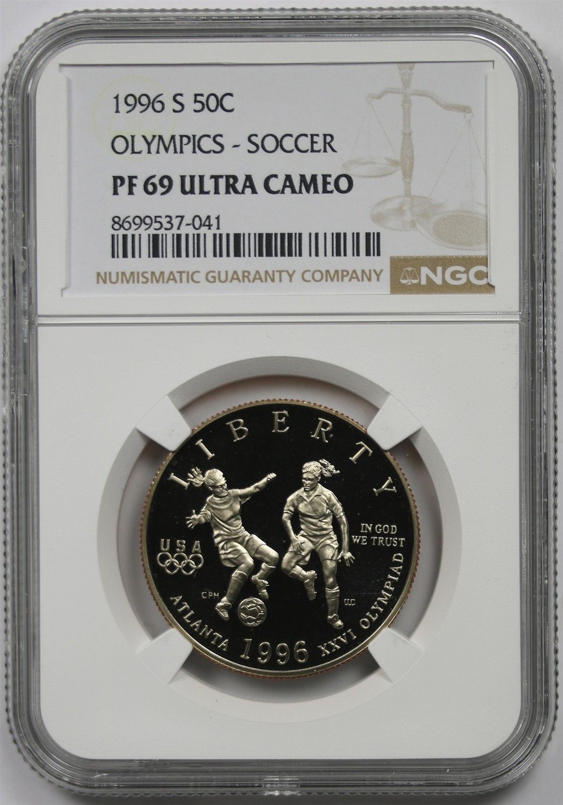 1996-S Olympics Soccer 50C NGC PF69 Ultra Cameo Modern Commemorative Half Dollar