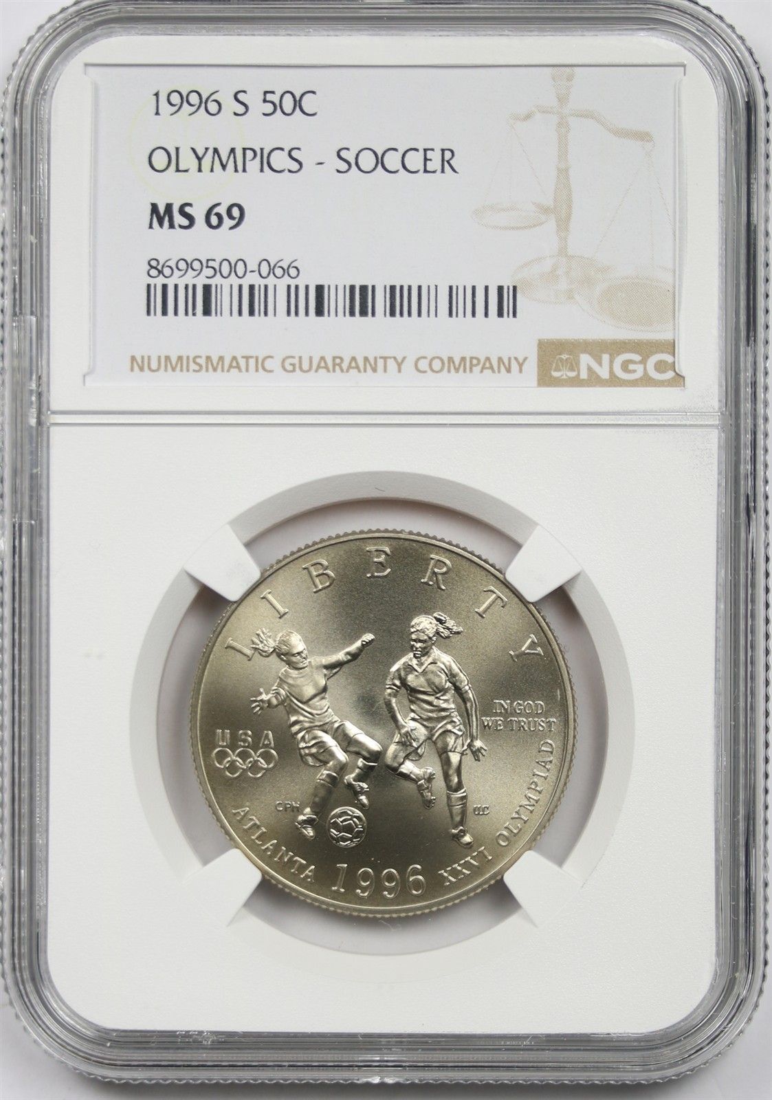 1996-S Olympics Soccer 50C NGC MS 69 Modern Commemorative Half Dollar