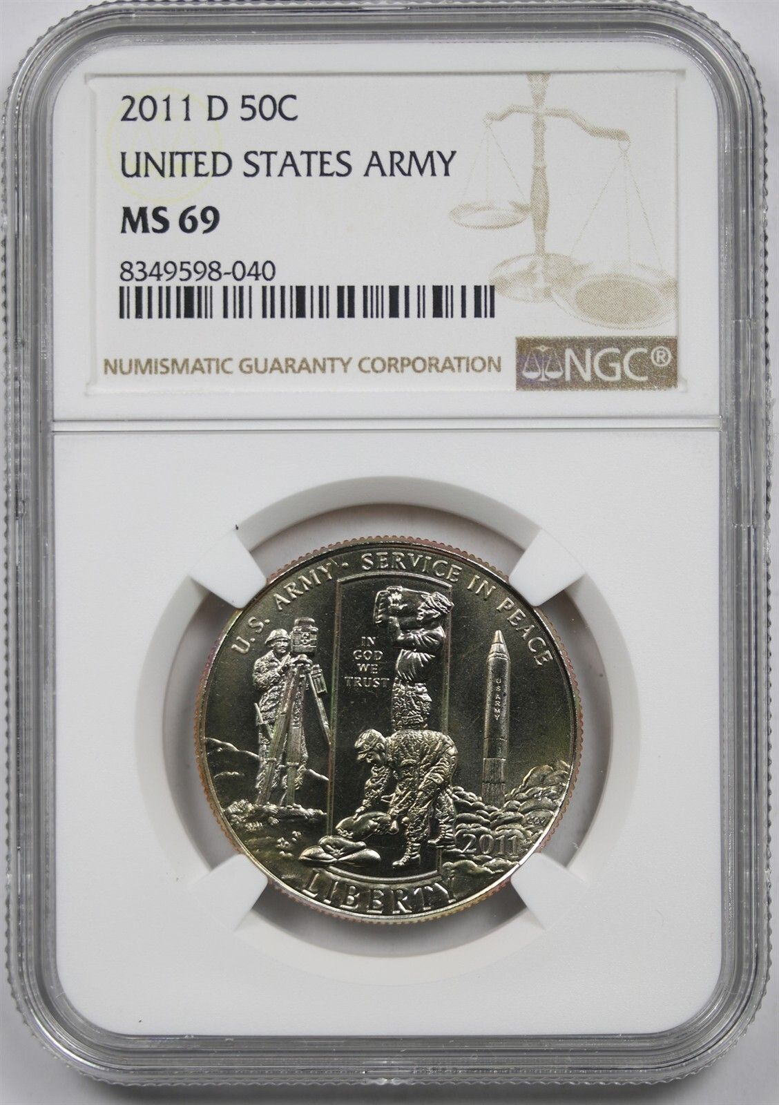2011-D United States Army 50C NGC MS 69 Modern Commemorative Half