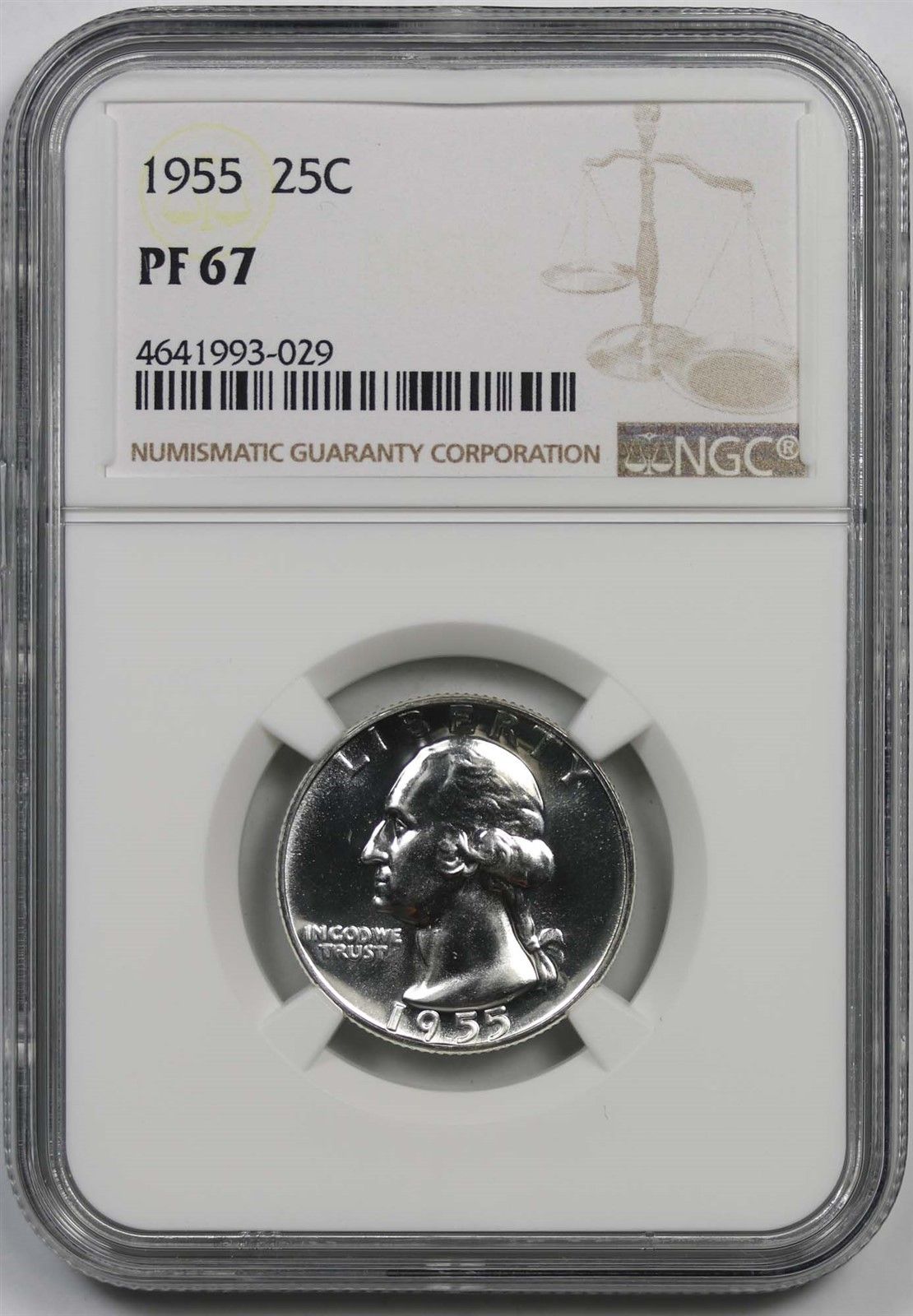 1955 25C NGC Proof PF 67 Washington Quarter