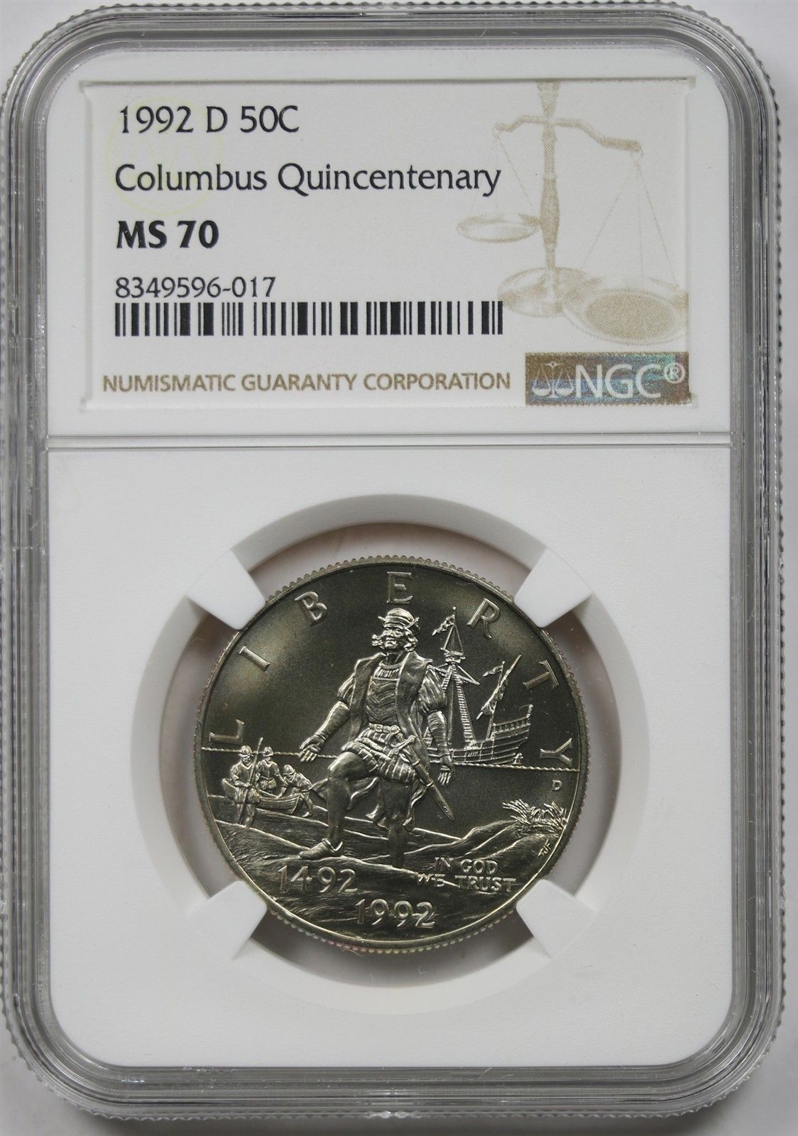 1992-D Columb 50C NGC MS 70 Modern Commemorative Half Dollar