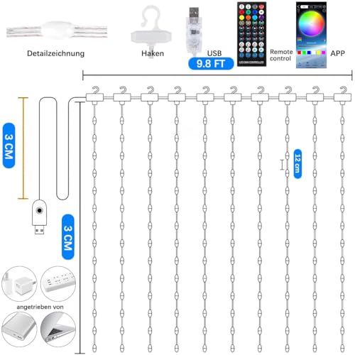 LED イルミネーションライト カーテンライト 1600 万色フェアリーライト 3×3m 300 個LEDs クリスマスライト USB 給電 窓飾 IP65 防水仕様 アプリケーションとリモコン付き210 の点滅モード 音楽と同期して led d92192b3 LED イルミネーションライト カーテンライト 1600 万色フェアリーライト 3×3m 300 個LEDs クリスマスライト USB 給電 窓飾 IP65 防水仕様 アプリケーションとリモコン付き210 の点滅モード 音楽と同期して led d92192b3