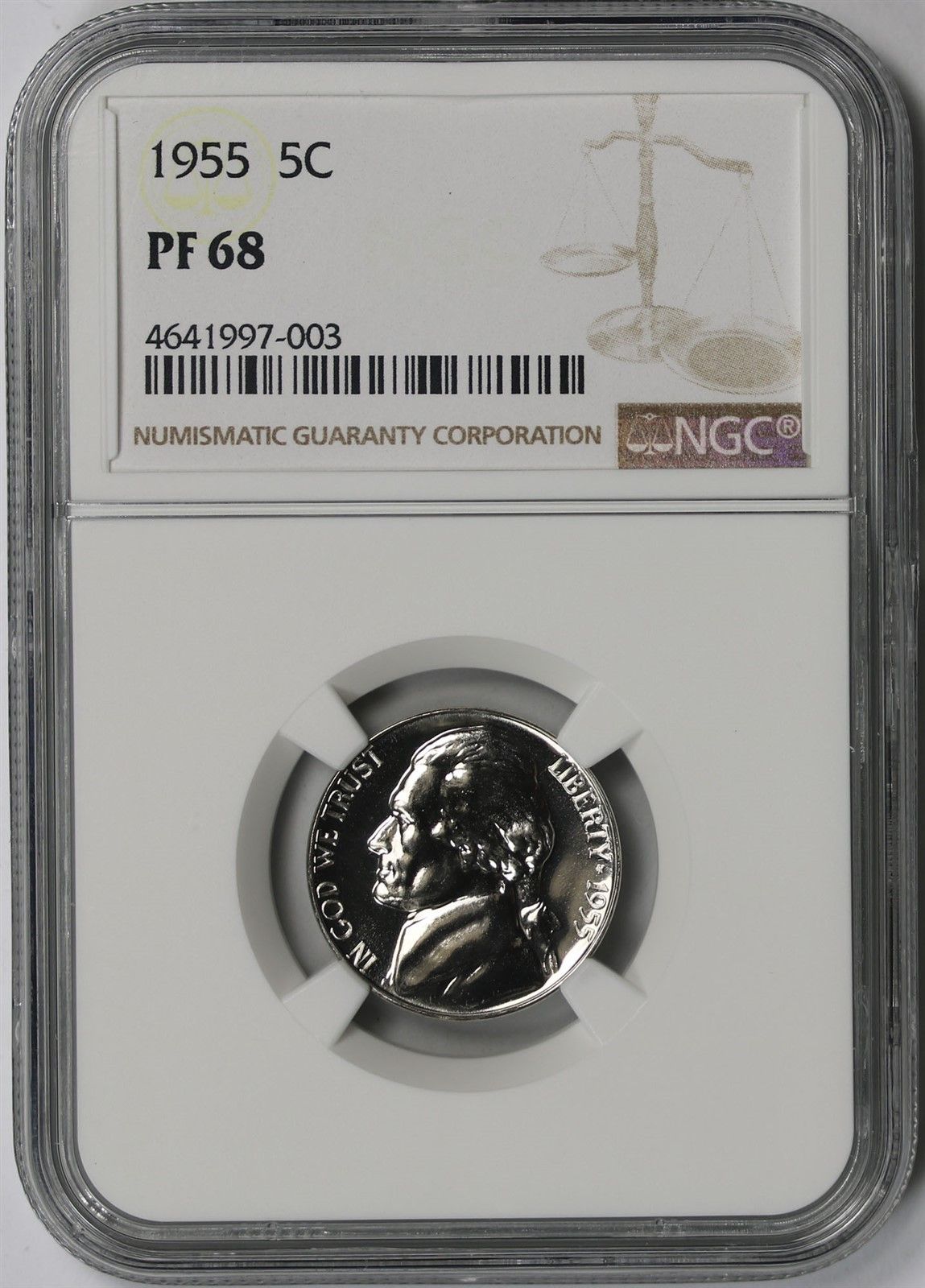 1955 5C NGC Proof PF 68 Jefferson Nickel