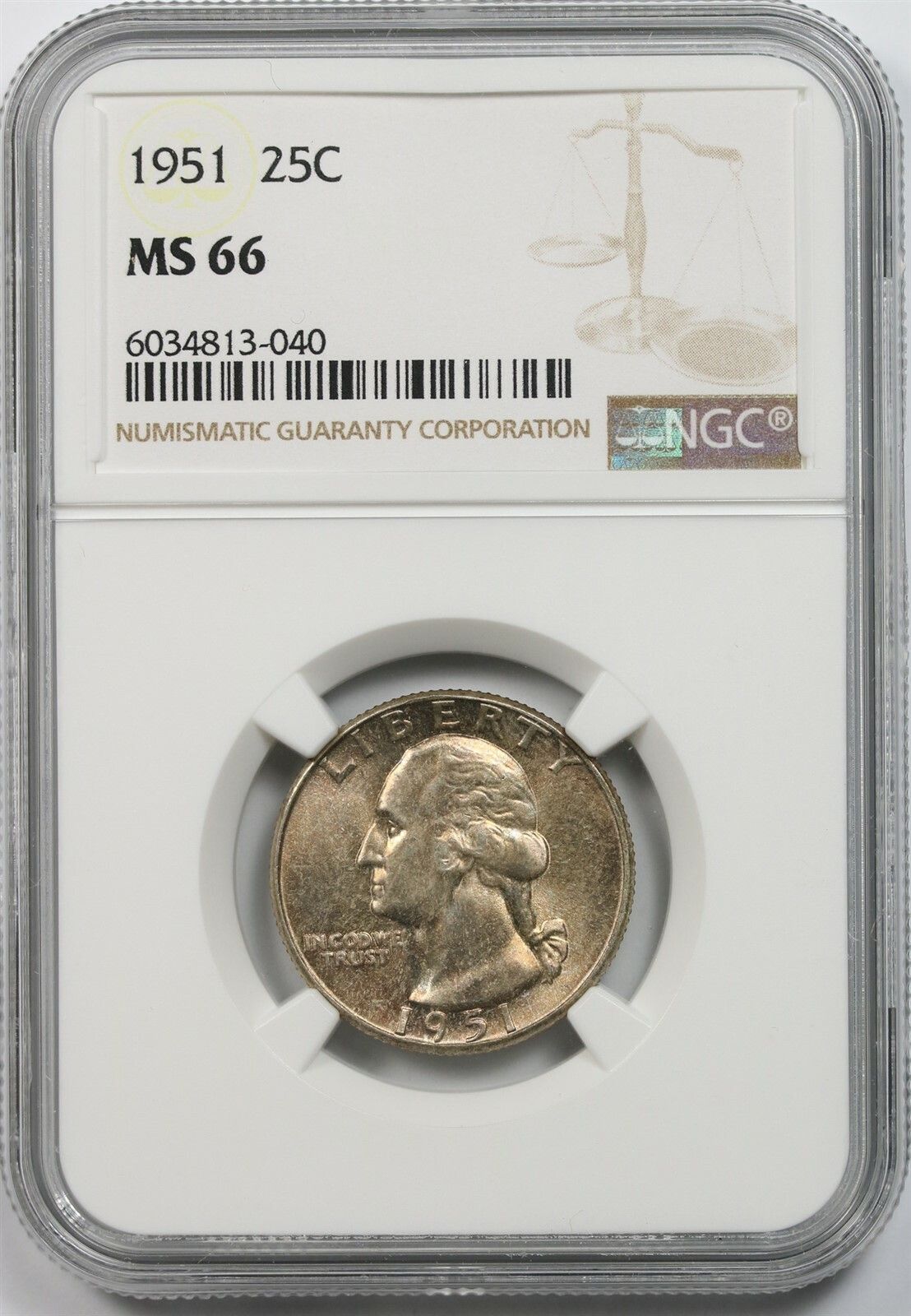 1951 25C NGC MS 66 Washington Silver Quarter