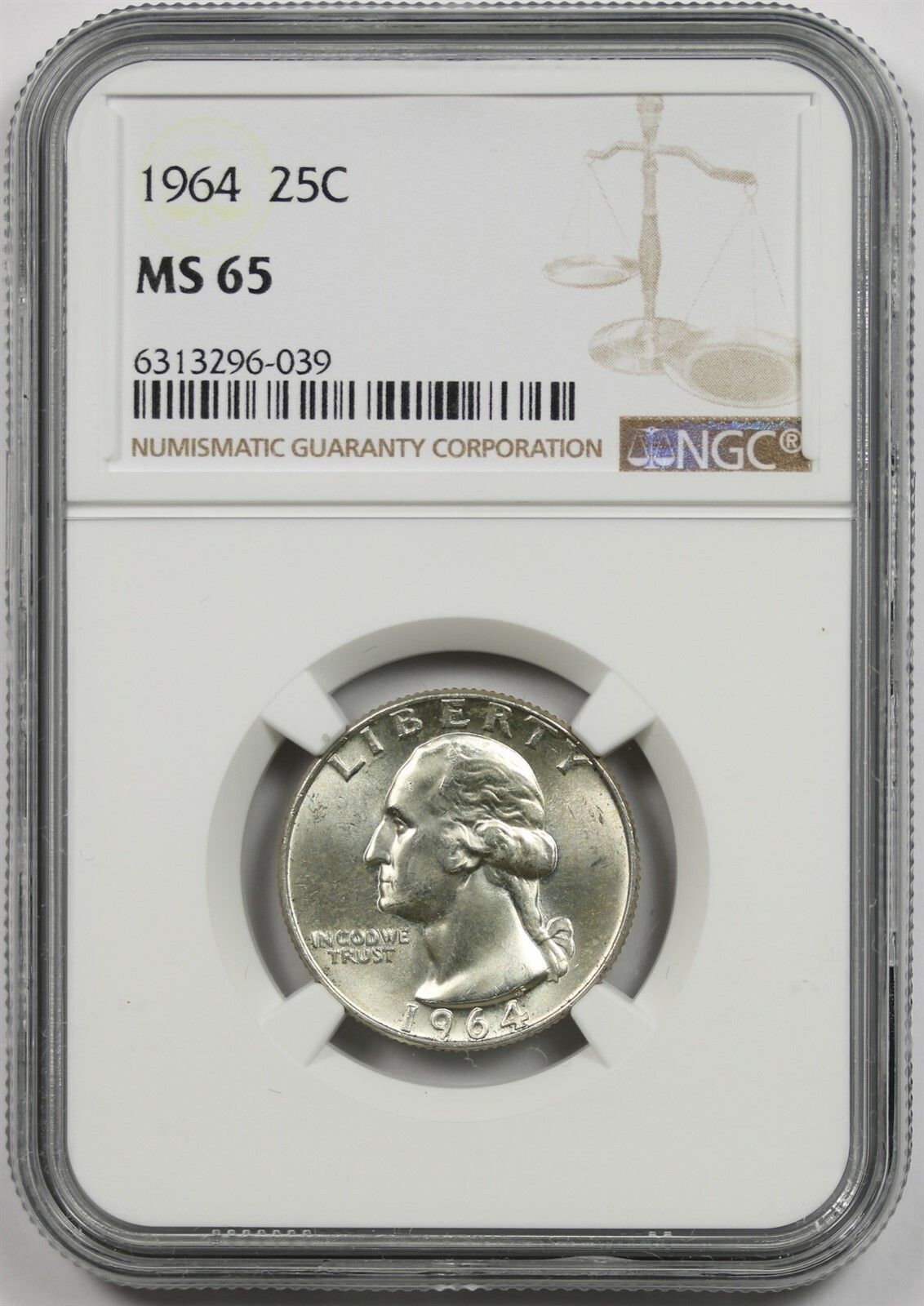 1964 25C NGC MS 65 Washington Silver Quarter