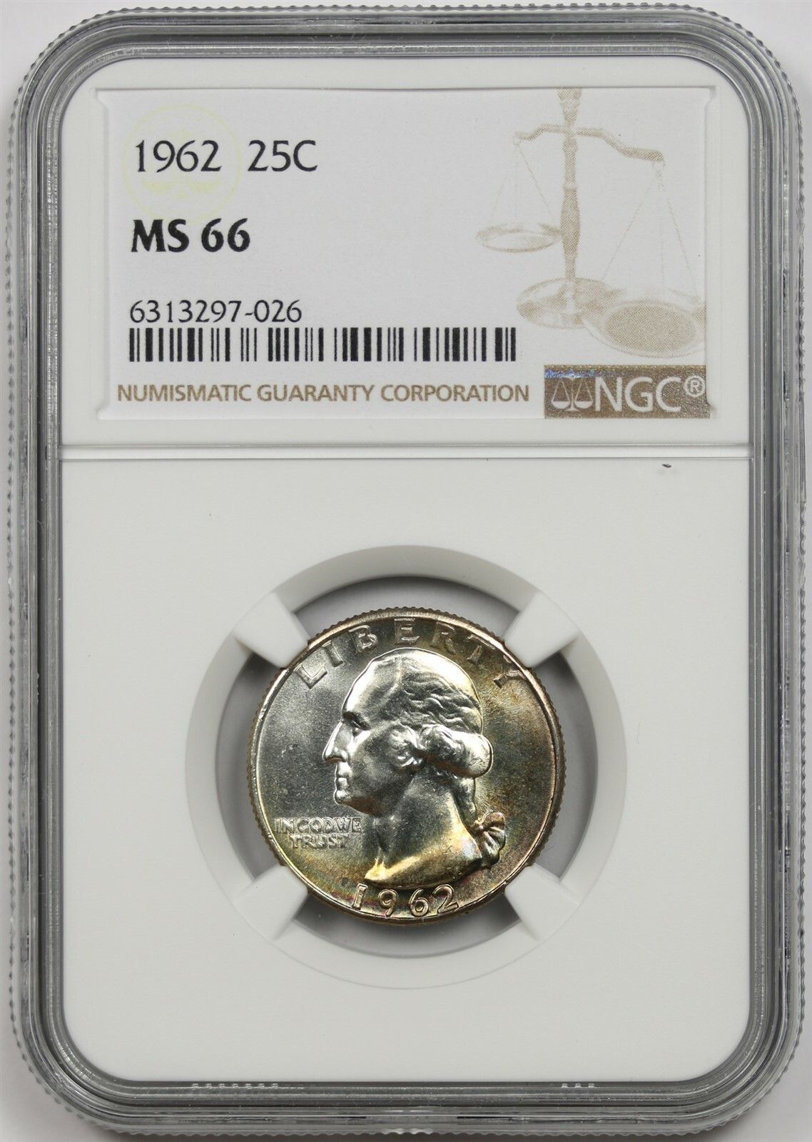 1962 25C NGC MS 66 (Td) Washington Silver Quarter
