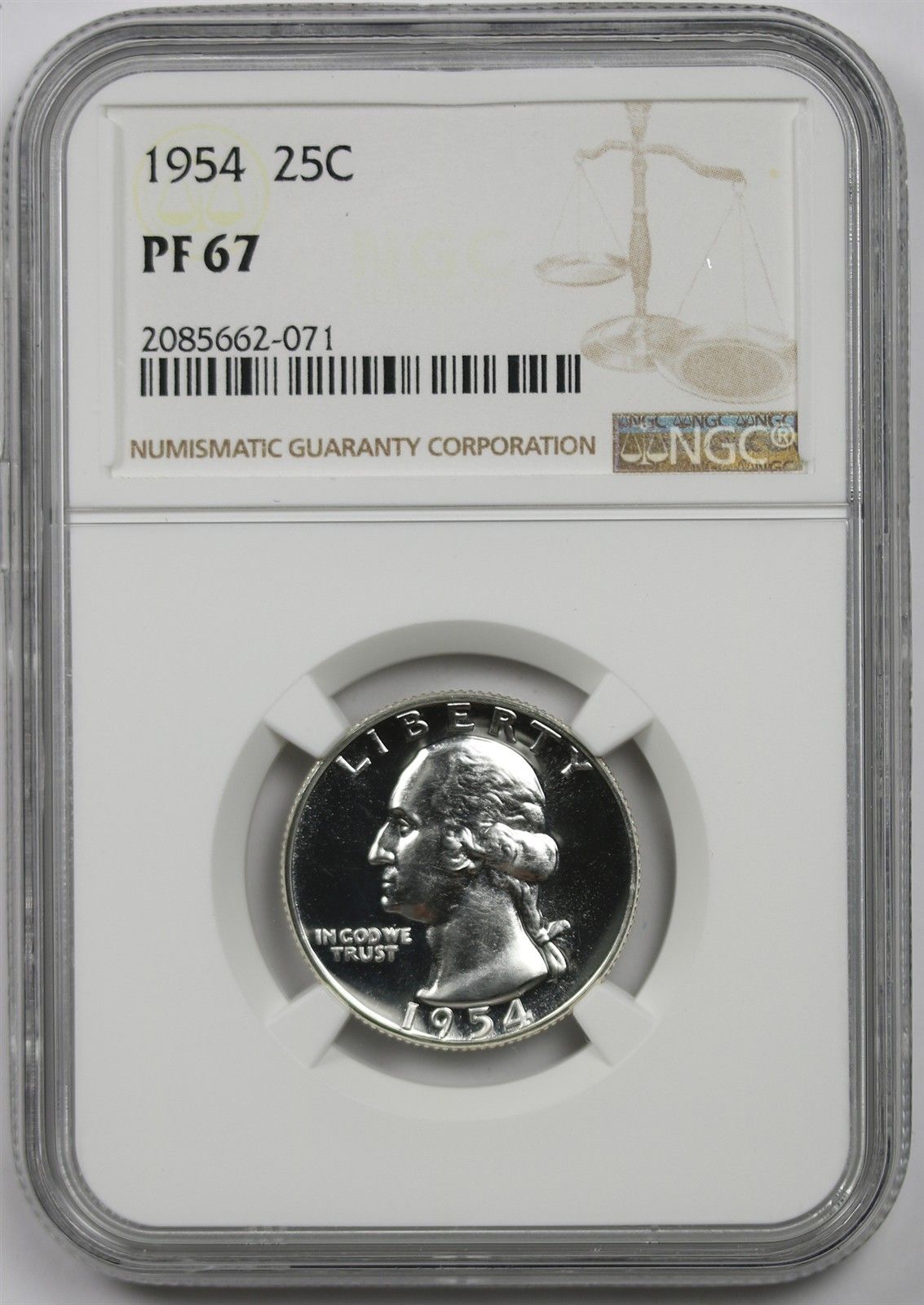 1954 25C NGC Proof PF 67 Washington Silver Quarter