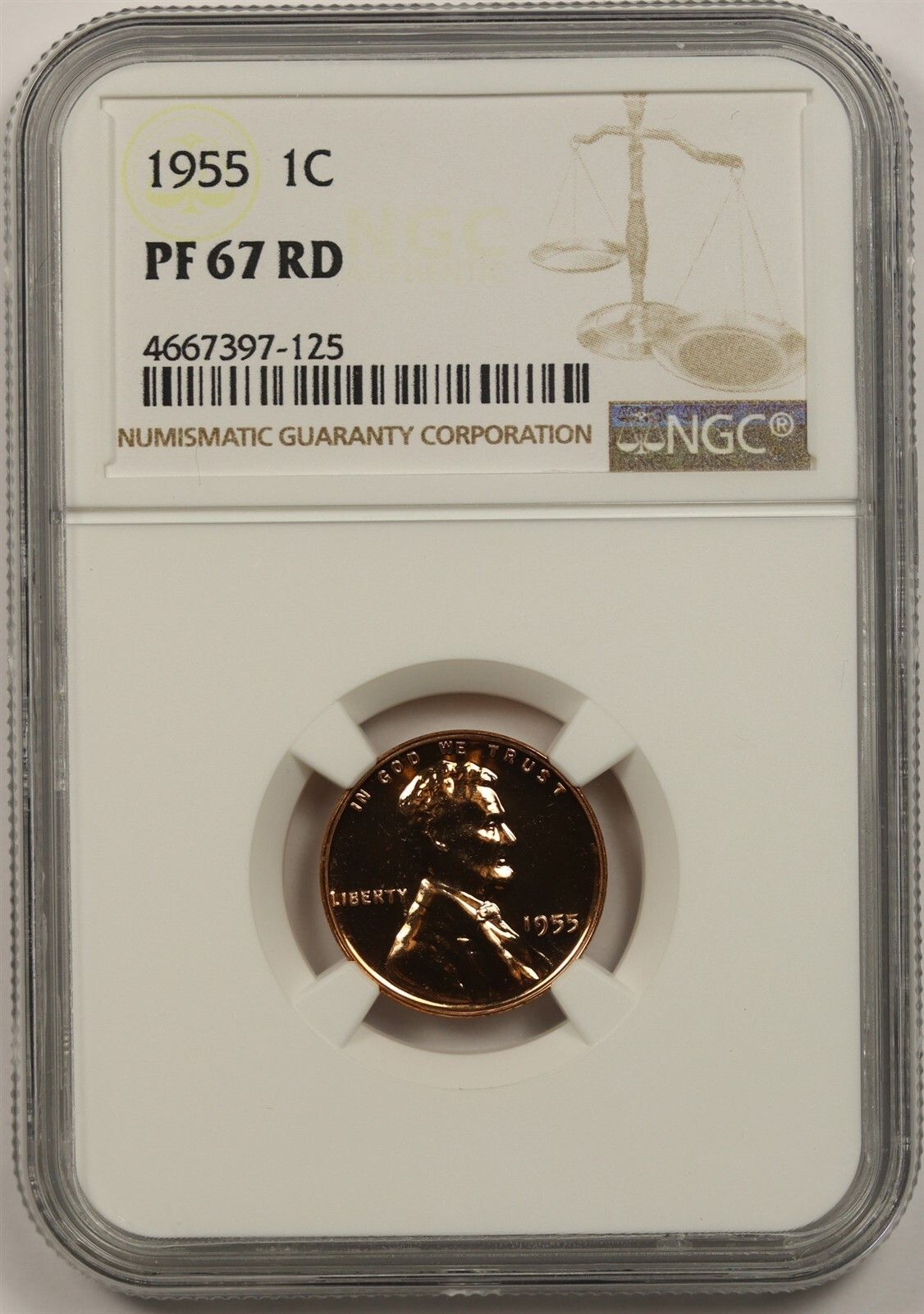 1955 1C NGC PF 67 RD Lincoln Wheat Penny