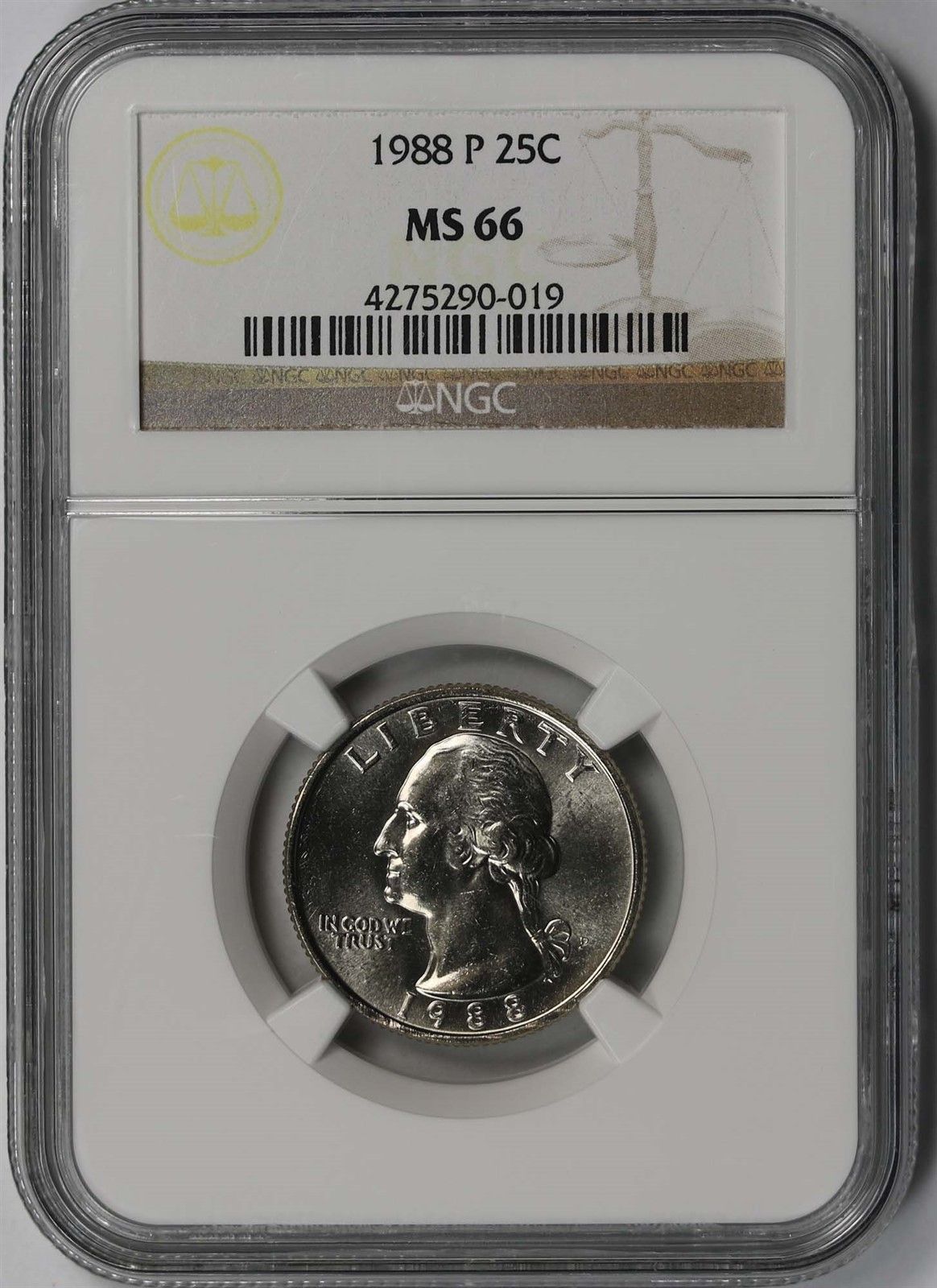 1988-P 25C NGC MS 66 Washington Quarter
