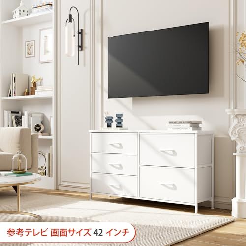 Nicehill チェスト タンス 収納チェスト オーガナイザー 収納ケース 衣類・キッズ・ベイビー用ワイドチェスト衣類収納 3段5杯 (ホワイト)(沖縄・離島の方発送不可）)
