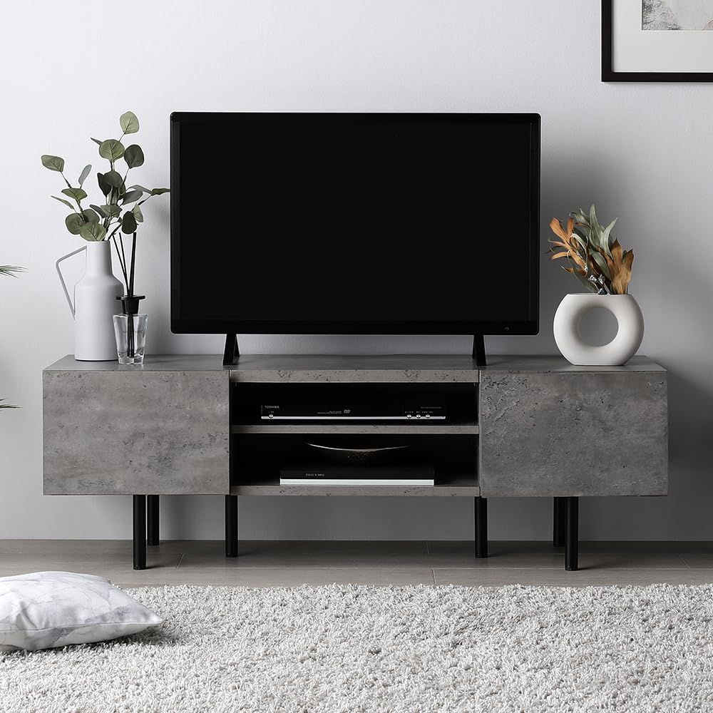 RASIK テレビ台 50型 対応 120cm幅 ストーングレー ローボード ワイド 脚付き 収納 リビング TV台 木製 Stova ストーヴァ(沖縄・離島の方発送不可）)