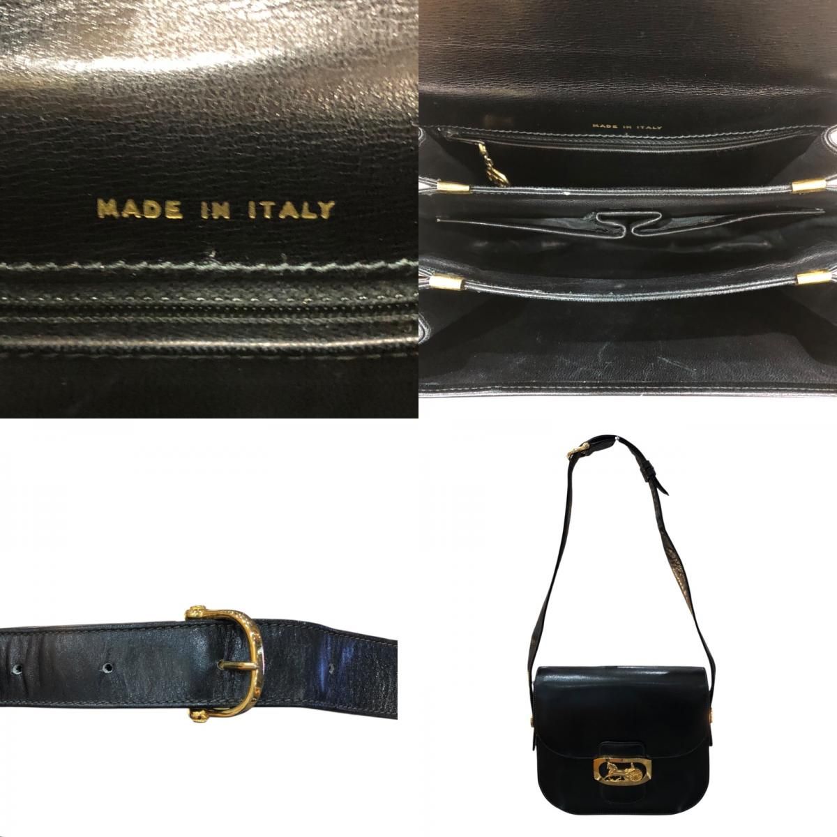 セリーヌ CELINE 馬車金具セミショルダーバッグ ブラック ゴールド金具 