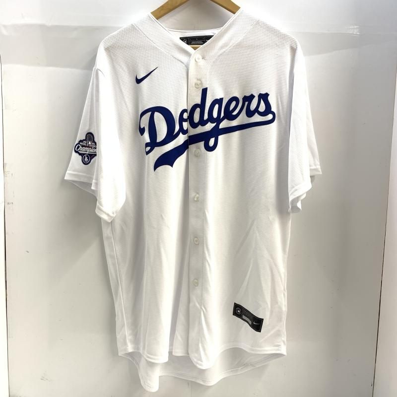 【中古】NIKE Dodgers 17 レプリカユニフォーム 大谷 L ホワイト ナイキ[92]