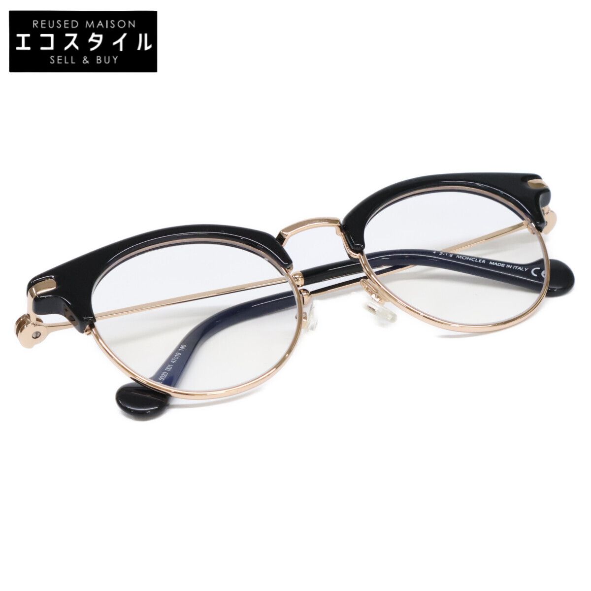 MONCLER　モンクレール　ML5020 001 度入りレンズ ボストンシェイプ サーモントブロー メガネフレーム　47□19 140