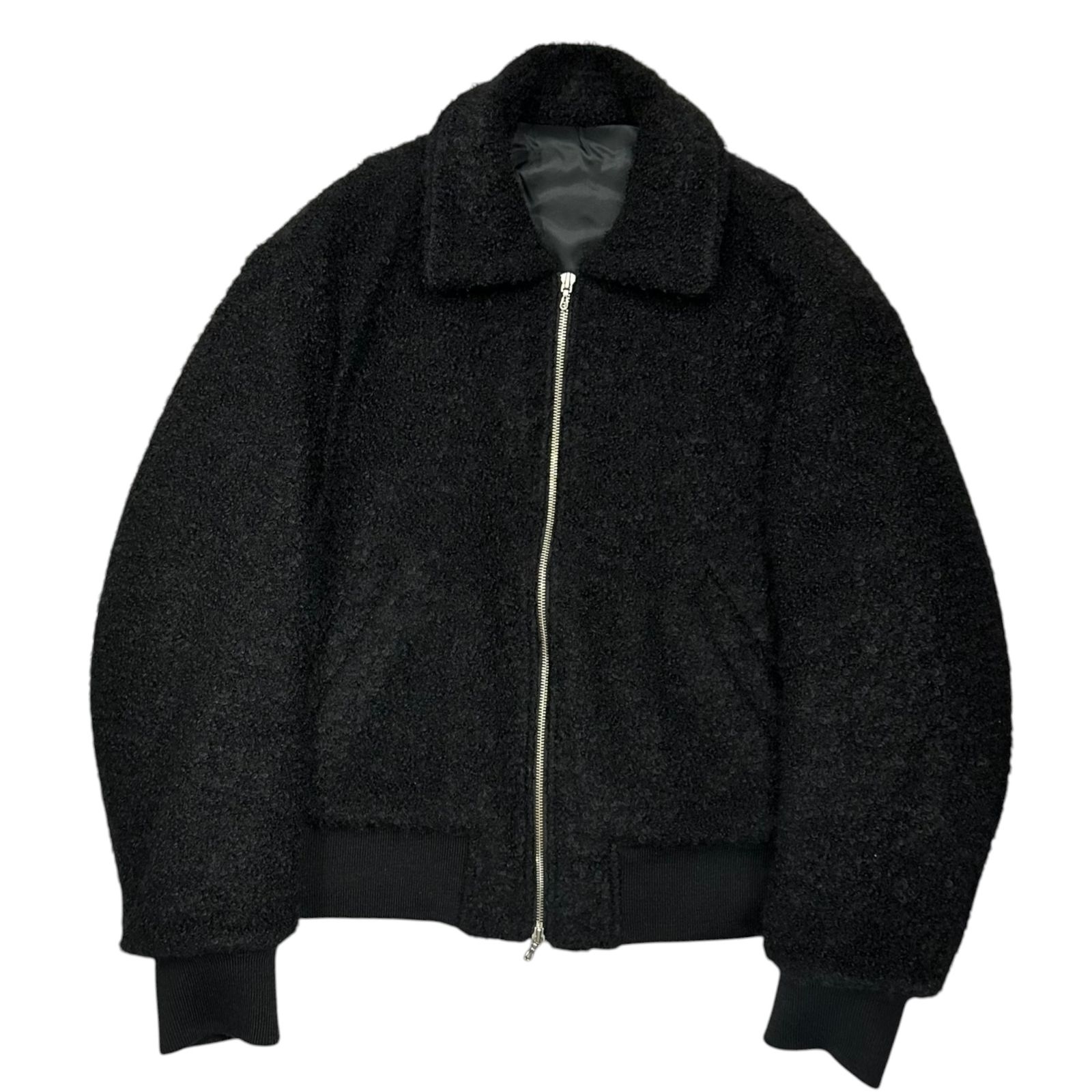 URU(ウル) 2025FW WOOL BOA ZIP UP BLOUSON ウール ボア ジップアップ ブルゾン 25FWB01 2(M程度) ブラック 2025AW 参考定価74,800円(税込)