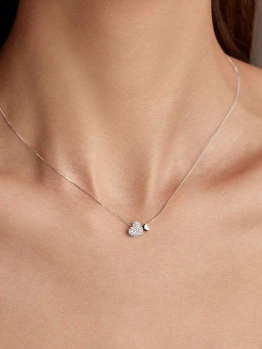 ジュエリー レディース ネックレス 1個 高級スタイル かわいい S925スターリングシルバー ダブルハート ペンダントネックレス、ジルコニア インレイ、彼女への贈り物に最適