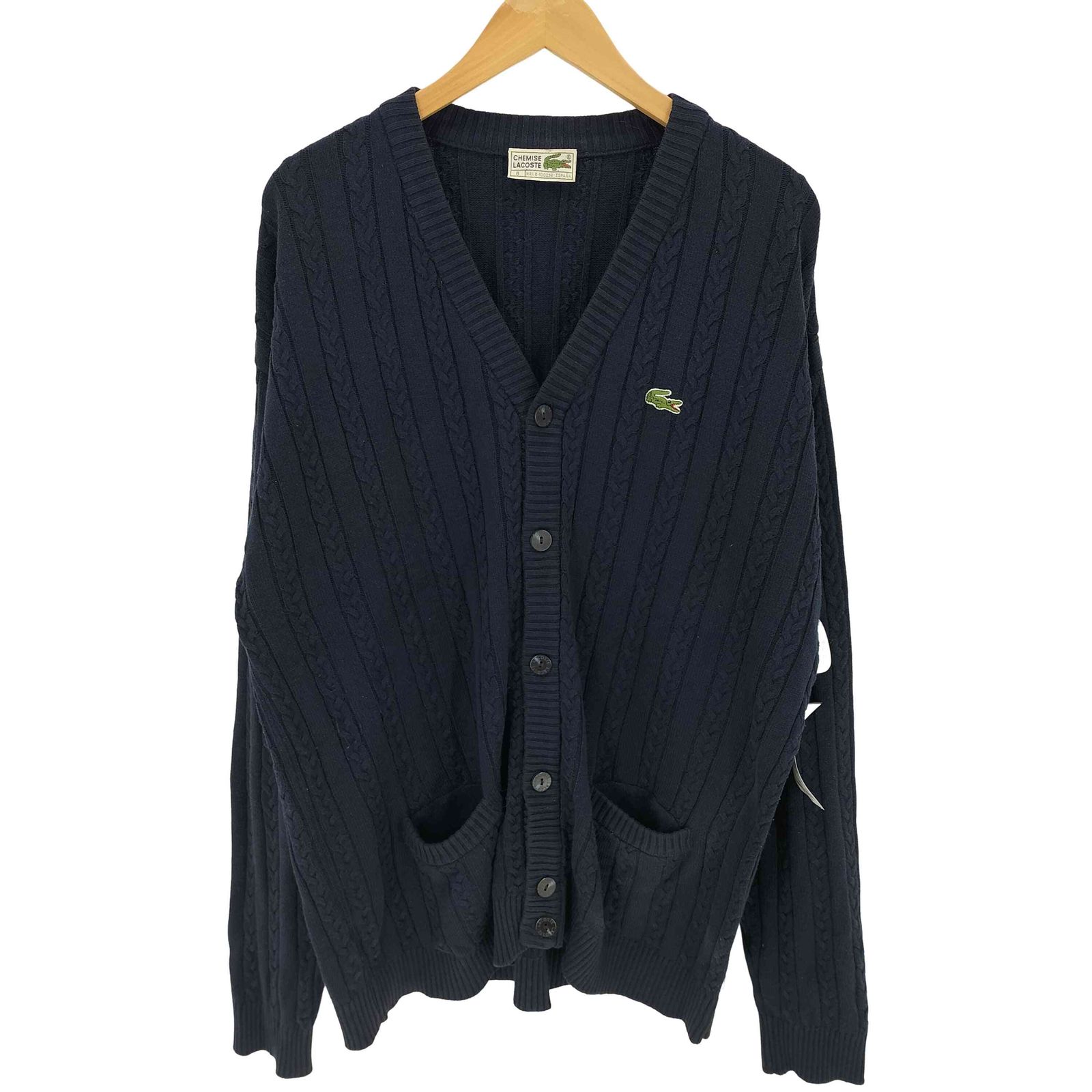 シュミーズラコステ CHEMISE LACOSTE 70-80s ロゴ刺繍 ケーブルニット カーディガン メンズ 8 4,832円