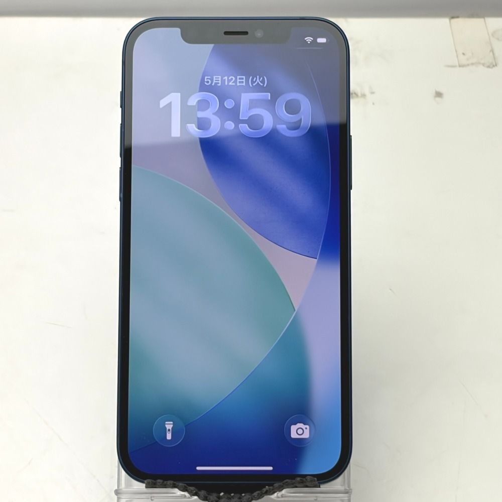 Apple iPhone 12 64GB ブルー SIMロックなし バッテリー最大容量74% サービス表示 MGHR3J/A 中古