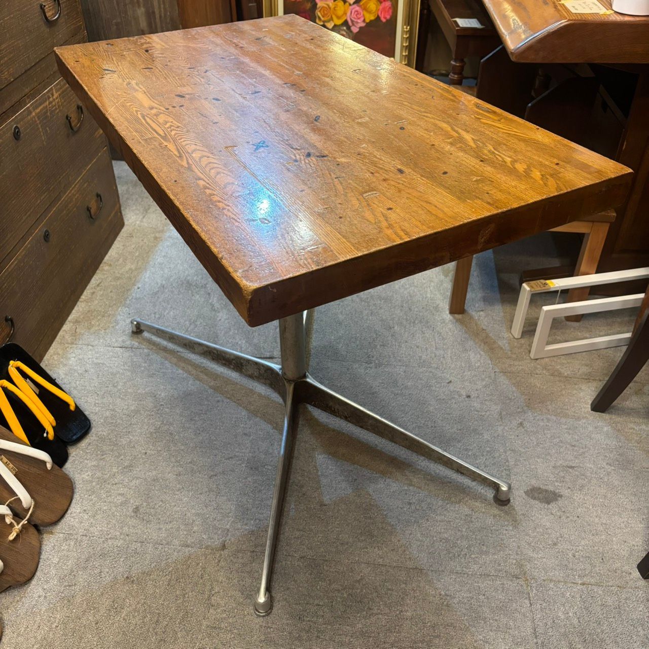 475【引渡限定】ヴィンテージ 90×50cm カフェテーブルアイアンベース