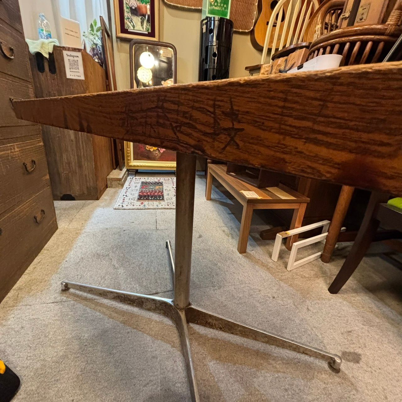 475【引渡限定】ヴィンテージ 90×50cm カフェテーブルアイアンベース