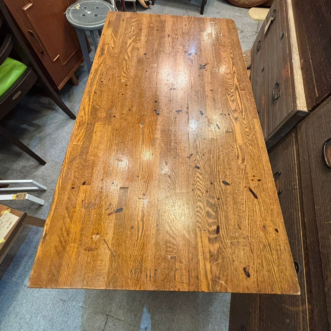 475【引渡限定】ヴィンテージ 90×50cm カフェテーブルアイアンベース