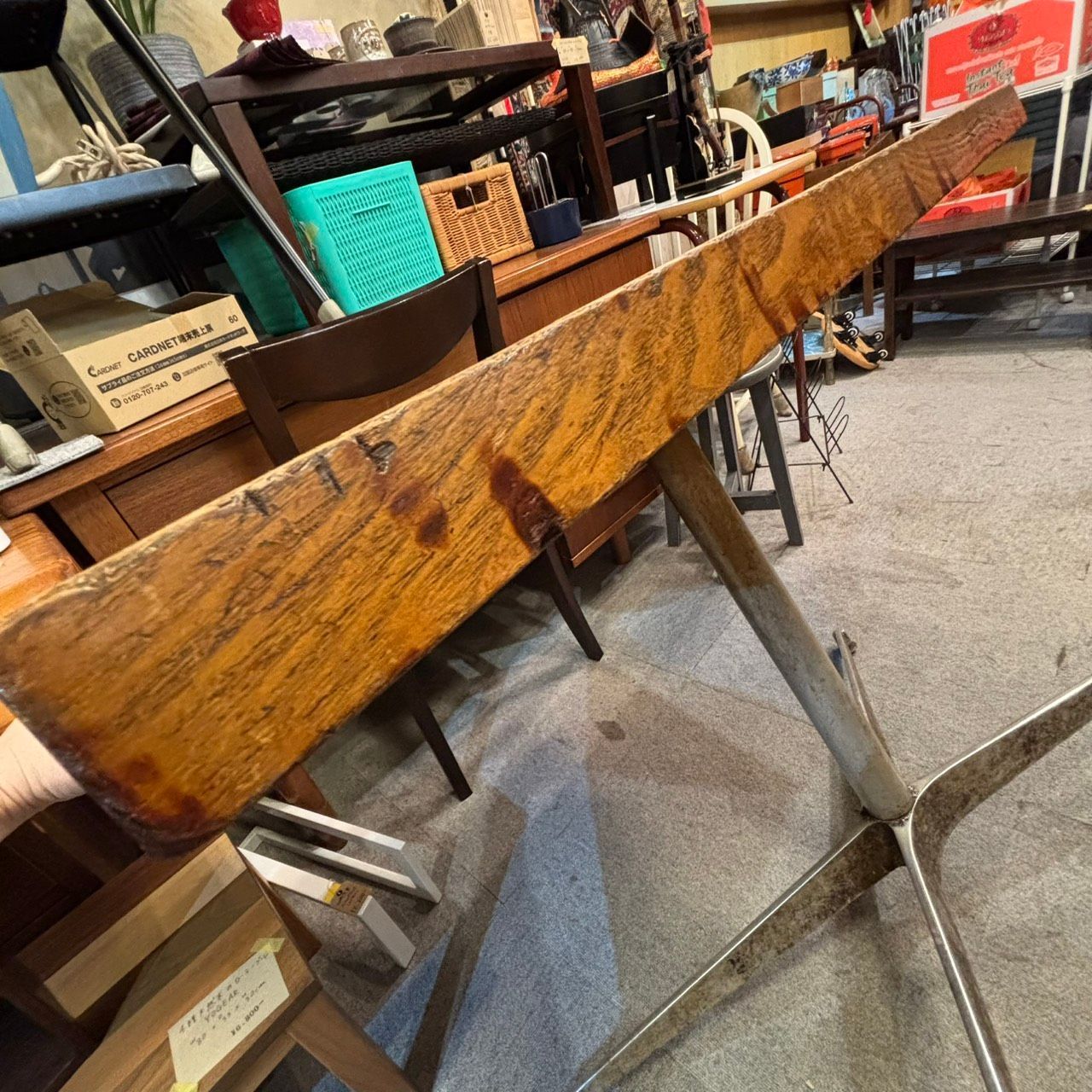 475【引渡限定】ヴィンテージ 90×50cm カフェテーブルアイアンベース