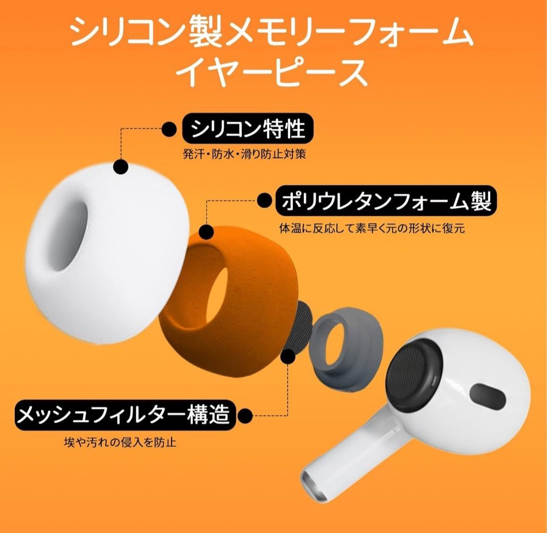 AirPods Pro 第3世代 KASOTT イヤーピース Amazon | KASOTT AirPods Pro イヤーチップ イヤーピース ウレタン製