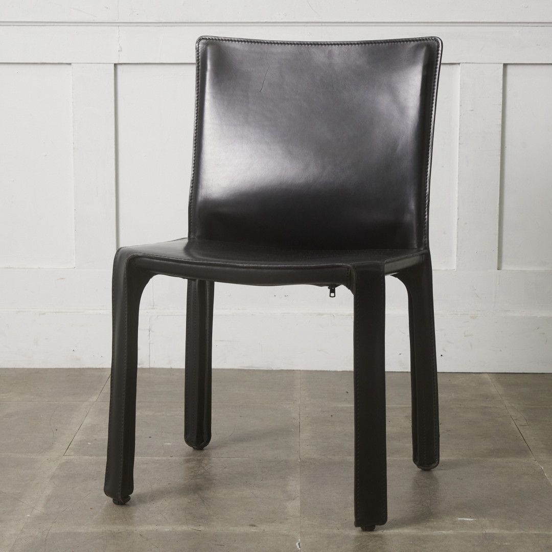 カッシーナ 414 CAB キャブチェア 本革 チェア ダイニングチェア 黒 MARIO BELLINI アームレスチェア ブラック Cassina モダン 100511