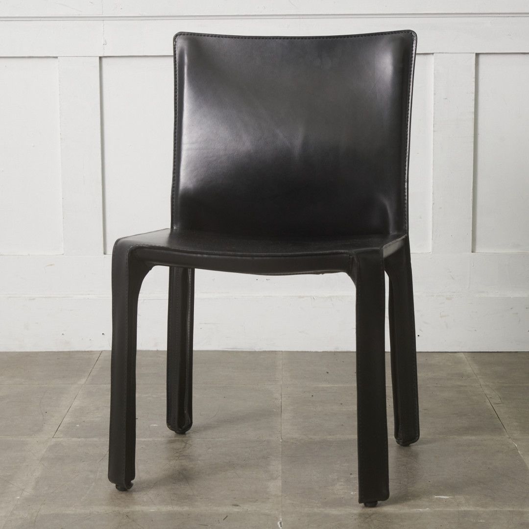カッシーナ 414 CAB キャブチェア 本革 チェア ダイニングチェア 黒 MARIO BELLINI アームレスチェア ブラック Cassina モダン 100514