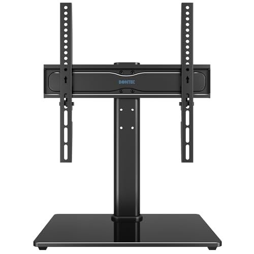 BONTEC テレビスタンド ロータイプ テレビ台 ユニバーサル テーブルトップ ペデスタル TVスタンド 壁寄せテレビスタンド 対応 24-60インチ LCD/LED/プラズマTV用 高さ調整可能 ケーブル管理 強化ガラスベース VESA 6dfe22e3