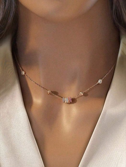 ジュエリー レディース ネックレス 925スターリングシルバー キュービックジルコニア レインボーパターンネックレス 1個、ガールフレンドへの優雅な記念日ギフト
